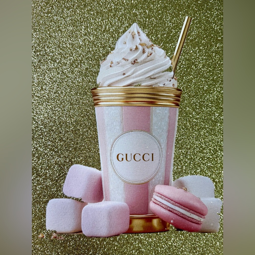 Pink & Gold Sweet Latte Glitter Art